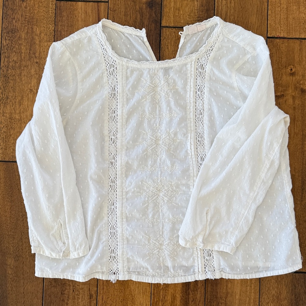 White Cotton Embroidered Blouse